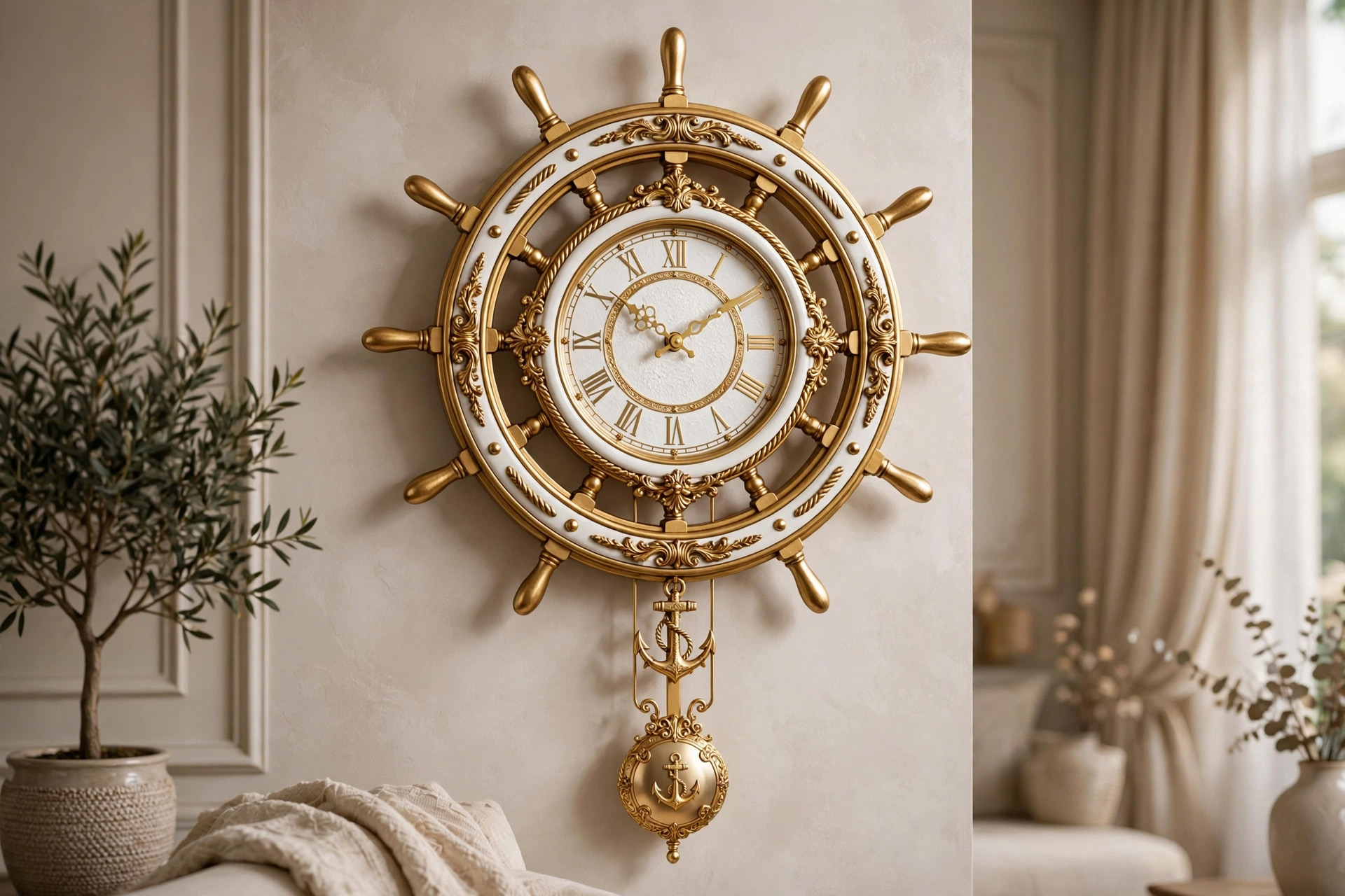 Luxury Ship Wheel Clock
